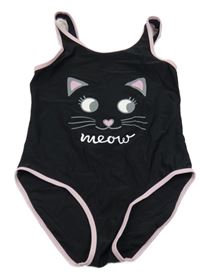 Černo-světlerůžové jednodílné plavky s kočičkou bpc