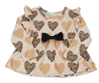 Pudrová tunika se srdíčky a mašlí a volánky 