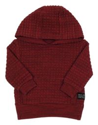 Vínovo-černá melírovaná kostkovaná/prošívaná vyteplená mikina s kapsou a kapucí PRIMARK