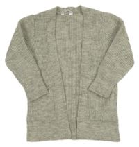 Šedo-bílý melírovaný žebrovaný svetrový cardigan M&Co