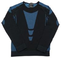 Černo-modré thermo triko s pruhy a vzorem crivit