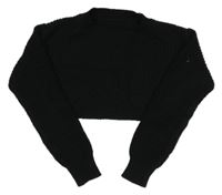 Černý žebrovaný pletený crop svetr SHEIN