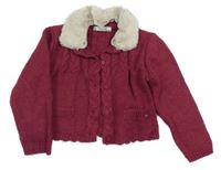 Vínový propínací crop svetr se vzorem a kožešinovým límečkem Mayoral