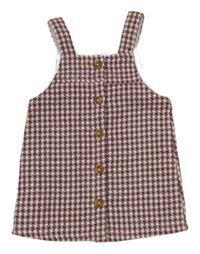 Vínovo-bílé kostkované teplé propínací šaty Nutmeg