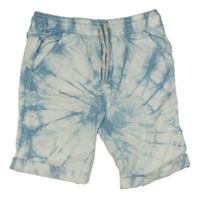 Bílo-modré batikované plátěné kraťasy Tu