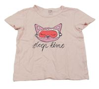 Světlerůžové pyžamové tričko s kočičkou sinsay