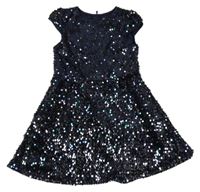 Tmavomodré sametové flitrové šaty C&A