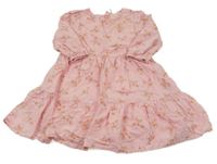 Světlerůžové plátěné šaty s motýlky Topolino