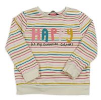 Smetanovo-barevná pruhovaná mikina s nápisy George