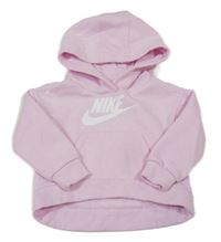 Světlerůžová teplá mikina s logem a kapsou a kapucí Nike