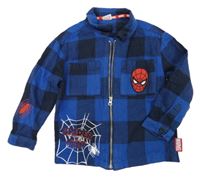 Cobaltově modro-tmavomodrá kostkovaná košilová bunda se Spidder-manem MARVEL