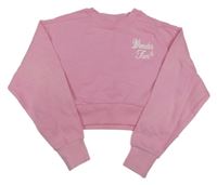 Růžová crop mikina s nápisy ZARA