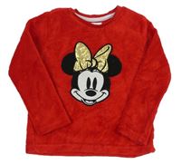 Červená chlupatá mikina s Minnie Primark