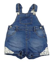 Modré teplákové riflové laclové kraťasy s krajkou Denim Co.