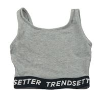 Šedý melírovaný crop top s nápisy George