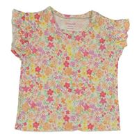Bílo-barevné květované tričko Primark