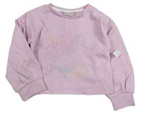 Růžová crop mikina s jednorožcem Matalan