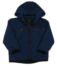 Tmavomodrá propínací mikina s pruhem a kapucí Primark