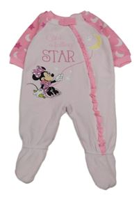 Světlerůžovo-neonově růžový fleecový overal s Minnie Disney