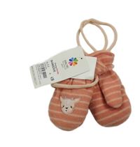 Nové - Starorůžovo-růžové pruhované fleecové palcové rukavice na šňůře se srnkou Topomini
