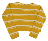 Hořčicovo-bílý pruhovaný crop svetr H&M