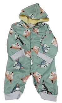Zelená kombinéza s liškami a kapucí