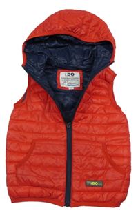 Červená prošívaná šusťáková zateplená vesta s kapucí iDo