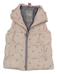 Růžová šusťáková zateplená vesta s motýly Dopodopo