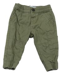 Khaki plátěné cuff kalhoty s kapsou Primark