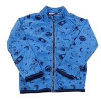 Modrá fleecová propínací mikina s raketami a planetami Lily & Dan