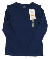 Nové - Tmavomodré triko s volánky M&S