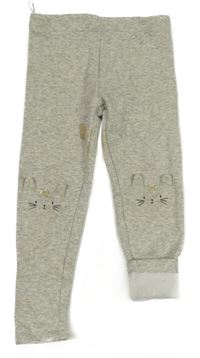 Světlešedé melírované zateplené legíny s kočkami C&A