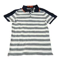 Tmavomodro-bílé pruhované polo tričko C&A
