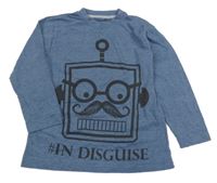 Tmavomodré melírované triko s robotem Matalan