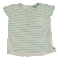 Bílo-tyrkysové pruhované tričko s kapsou Regatta