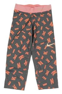 Šedé sportovní funkční capri legíny s písmeny Nike