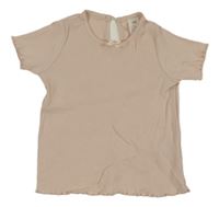 Pudrové žebrované tričko H&M