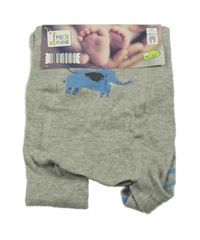 Nové - Šedo-modré pruhované punčocháče se slonem Pocopiano