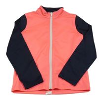 Neonově růžovo-tmavomodrá sportovní propínací funkční mikina Decathlon
