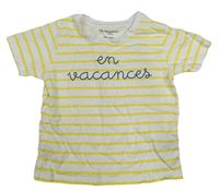 Bílo-žluté pruhované tričko s nápisem Primark