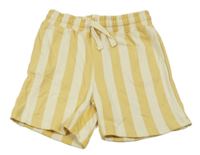 Žluto-krémové pruhované teplákové kraťasy H&M