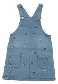 Modré riflové laclové šaty se srdíčky C&A