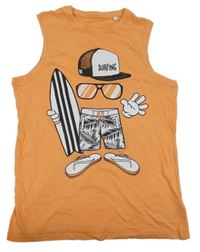 Oranžové tílko s kšiltovkou a surfem C&A