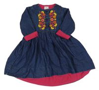 Modro-fuchsiové riflové šaty s květinami Polarn O. Pyret