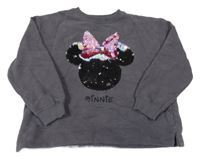 Tmavošedá mikina s Minnie z překlápěcích flitrů Zara