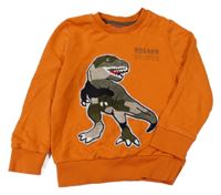 Oranžová mikina s army dinosaurem C&A