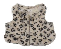 Béžová kožešinová podšitá vesta s leopardím vzorem C&A