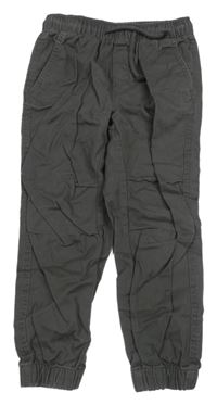 Tmavošedé plátěné cuff kalhoty H&M