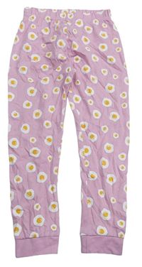Světlerůžové pyžamové vzorované kalhoty Pocopiano