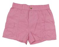 Růžové plátěné kraťasy s kapsami Primark